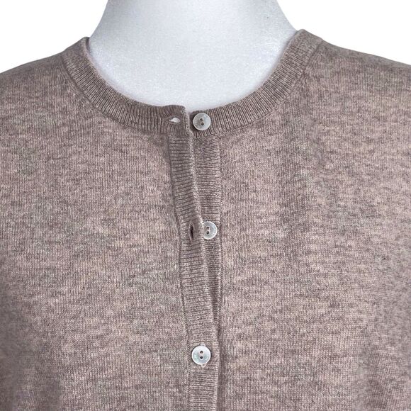 N.PEAL LONDON Olivia Round Neck Cardigan Size Large Organic Cashmere Brown Beige - Picture 8 of 16